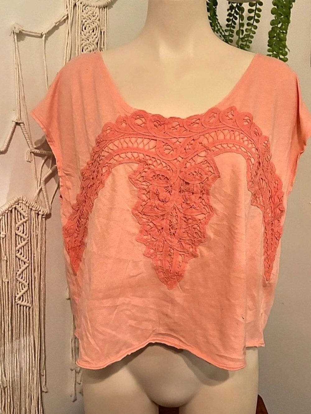 Free People New Romantics Rashele Crochet Top Orange